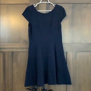 Navy Fit and Flare Scuba Dress
